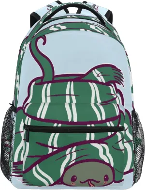 Cute Animal Snake School Backpack for Teen Girls Boys Lightweight Student Backpack Travel Bookbag Laptop Casual Daypack 16x11.4x6.9 inch