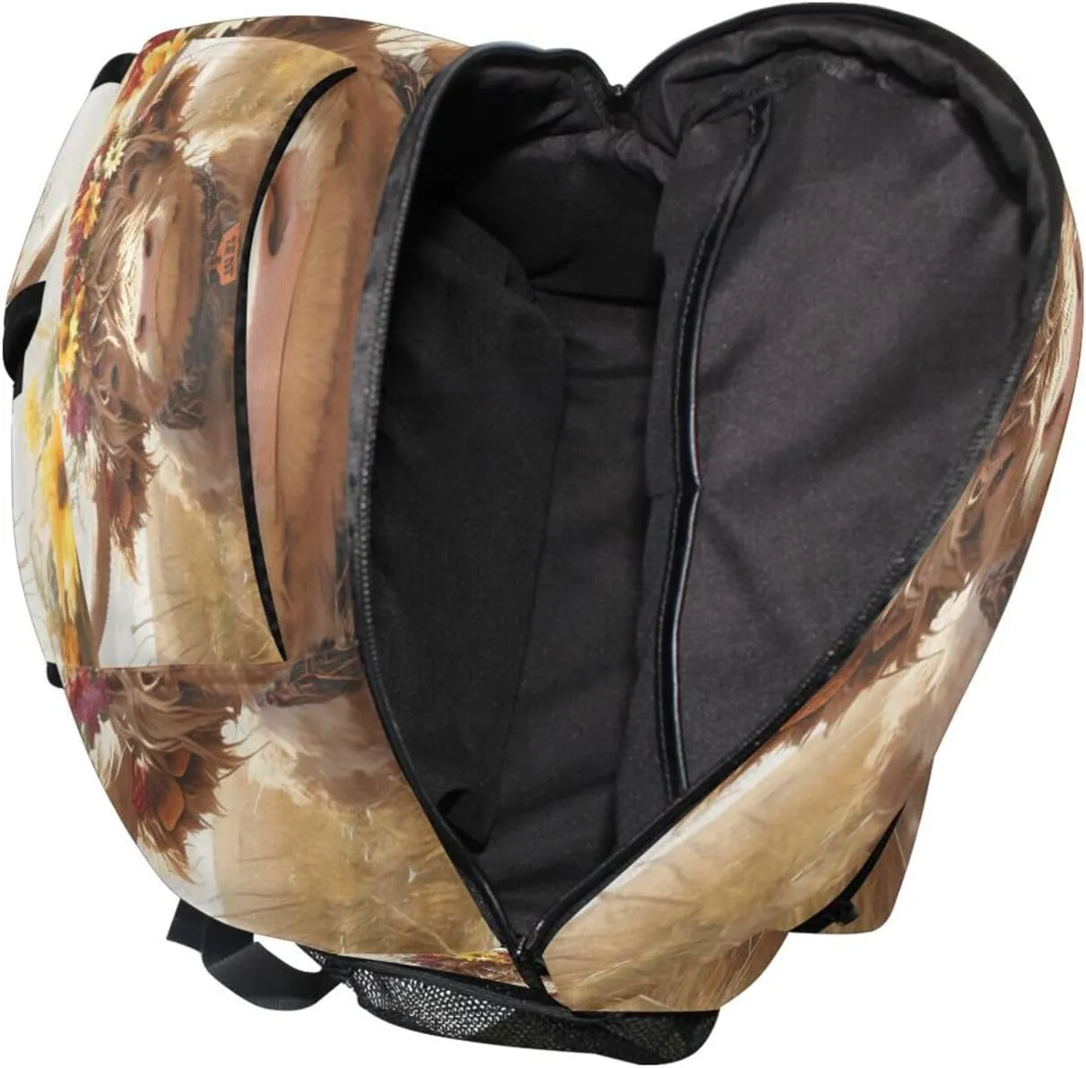 Cute Backpack for Men and Women Fashion Stylish Travel Bags with Chest Strap for Travel Trip A Highland Calf with A Flower Crown Standing in A Grassy Field