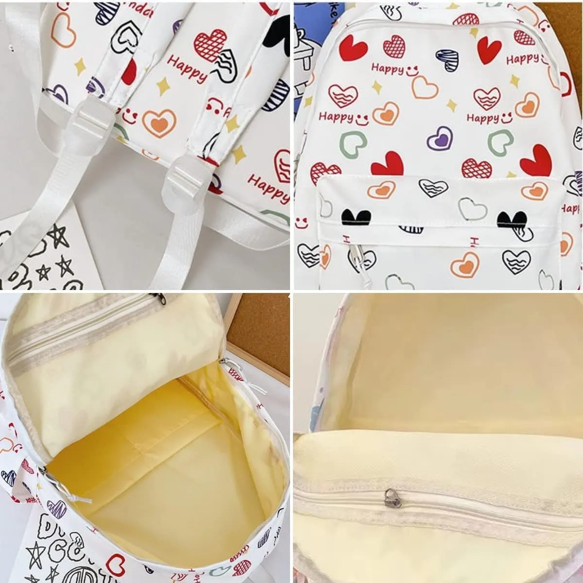 Cute Backpack with Bear Aesthetic Accessories Kawaii stuff Y2K Backpack Preppy Shoulder Bookbag (Heart Shape)
