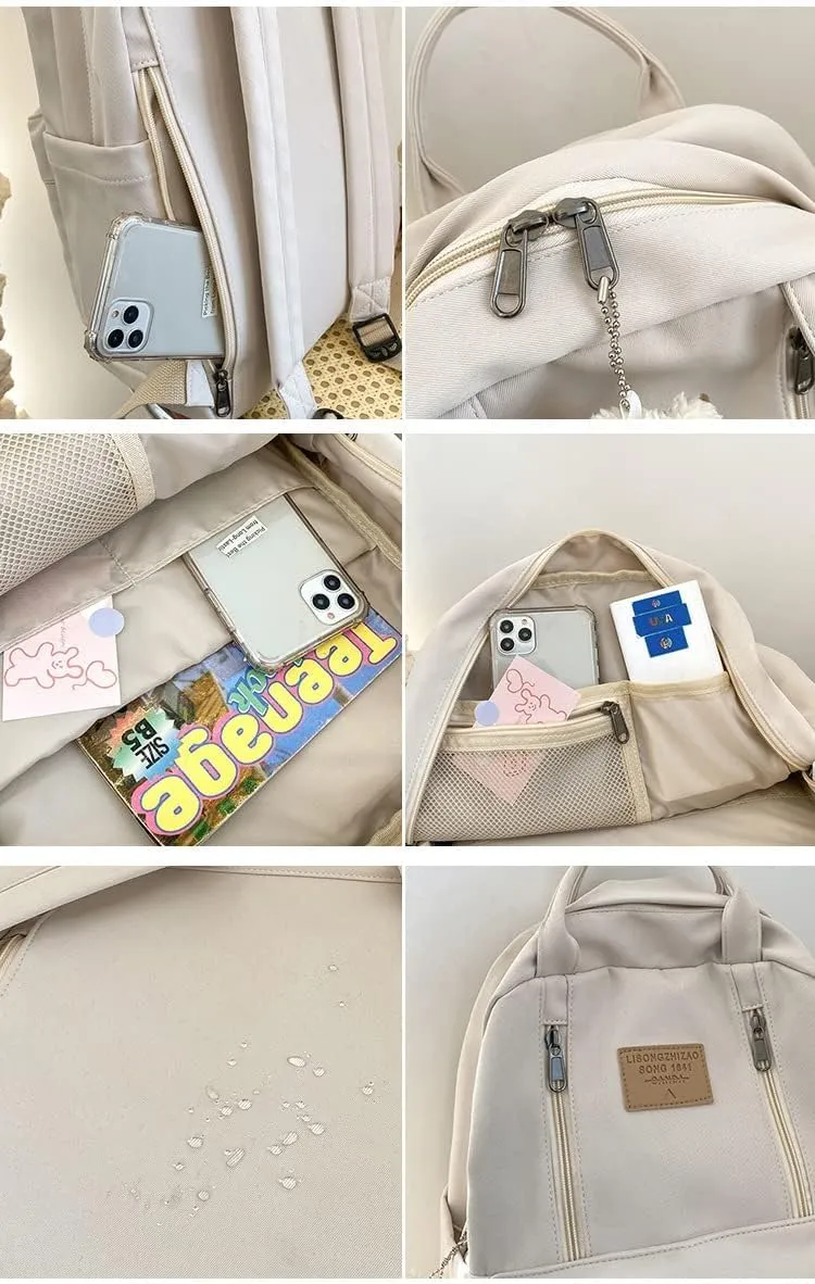 Cute Backpack with Bear Aesthetic Accessories Kawaii stuff Y2K Backpack Preppy Shoulder Bookbag (Pink)