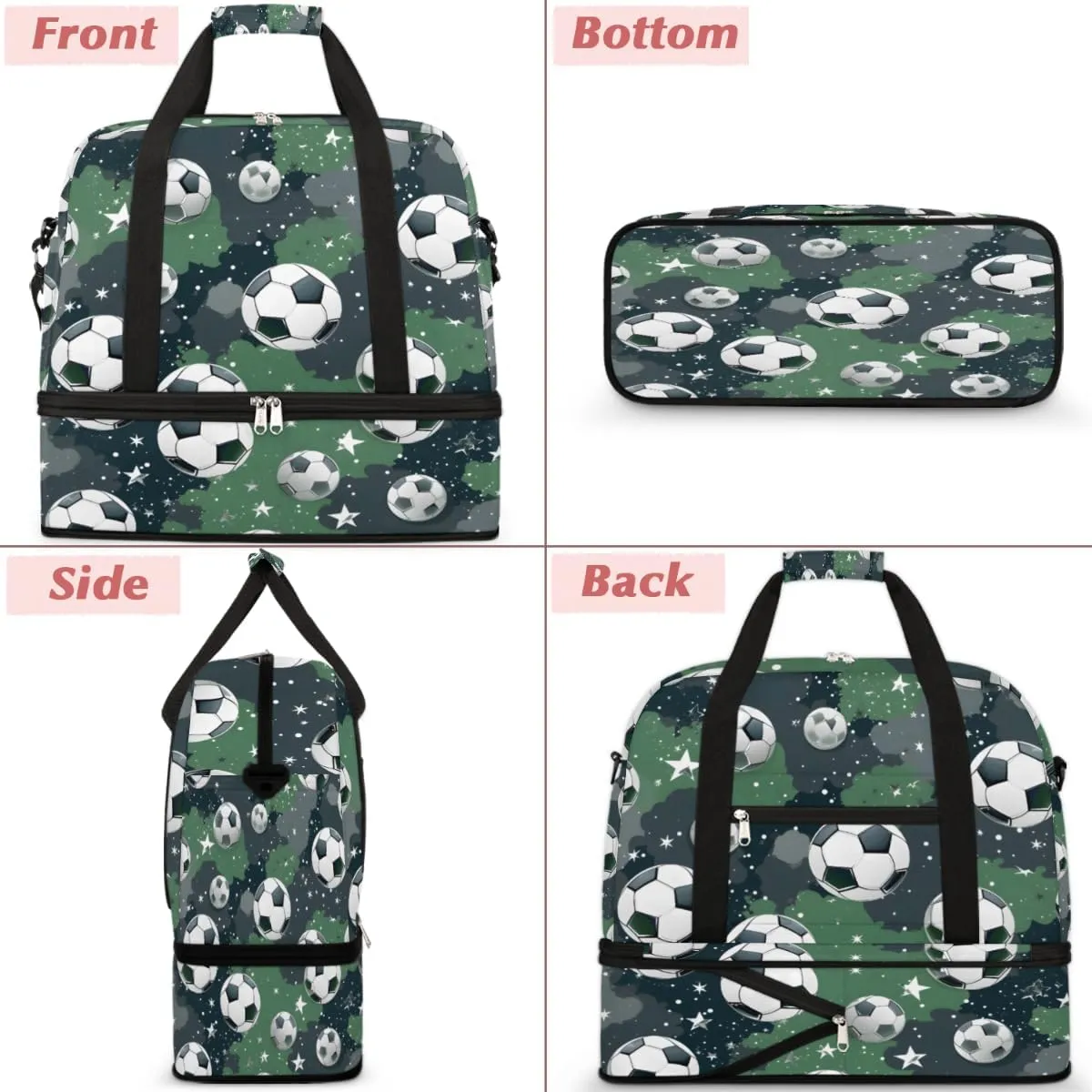 Cute Balls Pattern Foldable Travel Duffel Bag Overnight Weekender Bag with Shoes Compartment Sports Gym Bag for Men Women