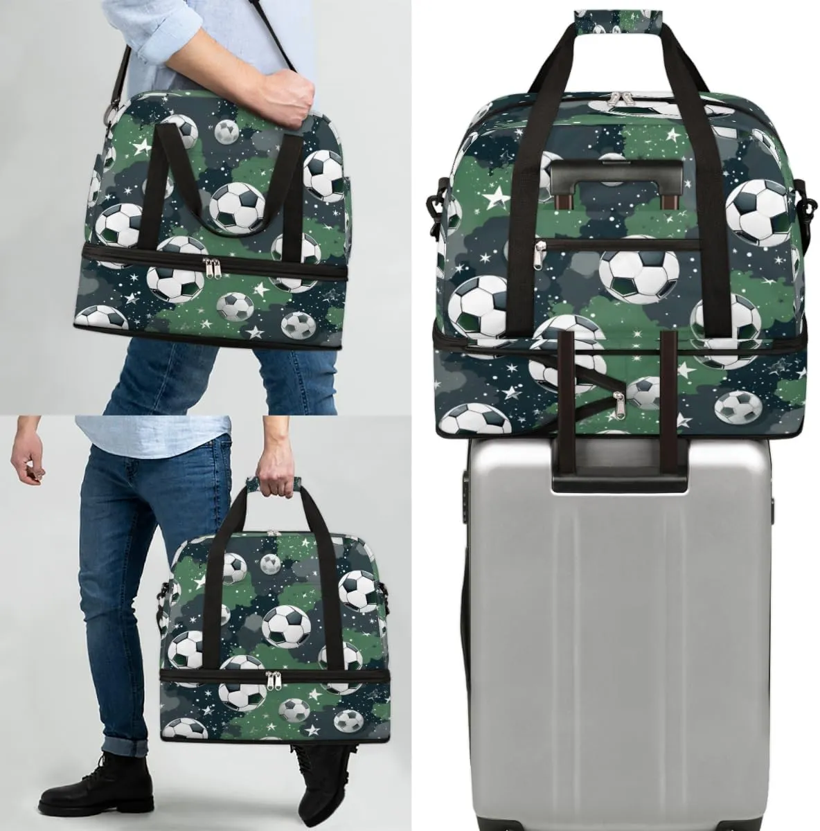Cute Balls Pattern Foldable Travel Duffel Bag Overnight Weekender Bag with Shoes Compartment Sports Gym Bag for Men Women