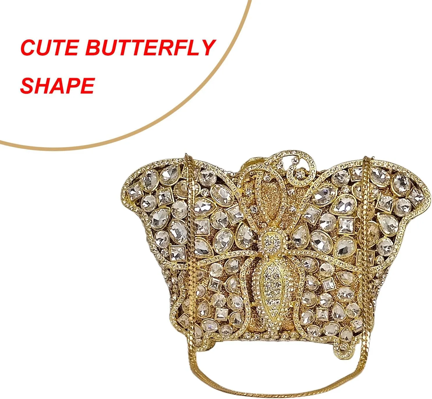 Cute Butterfly Evening Bag Bling Rhinestone Purse Animal Crystal Clutch for Wedding Prom Party Handbag