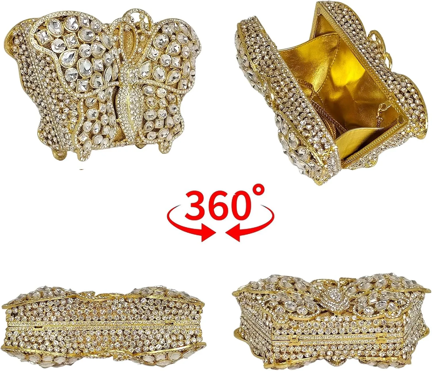Cute Butterfly Evening Bag Bling Rhinestone Purse Animal Crystal Clutch for Wedding Prom Party Handbag
