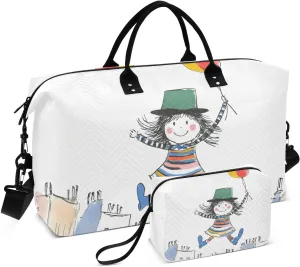 Cute Cartoon Balloons Duffel Bag for Traveling, Gym Bags with Multiple Interior Pockets for Women Men Toiletry Purse Included 20.5”x 1.9” x 13.8”