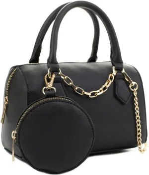 Cute Classy Vegan Leather Barrel Top Handle Crossbody Shoulder Bag Purse Satchel