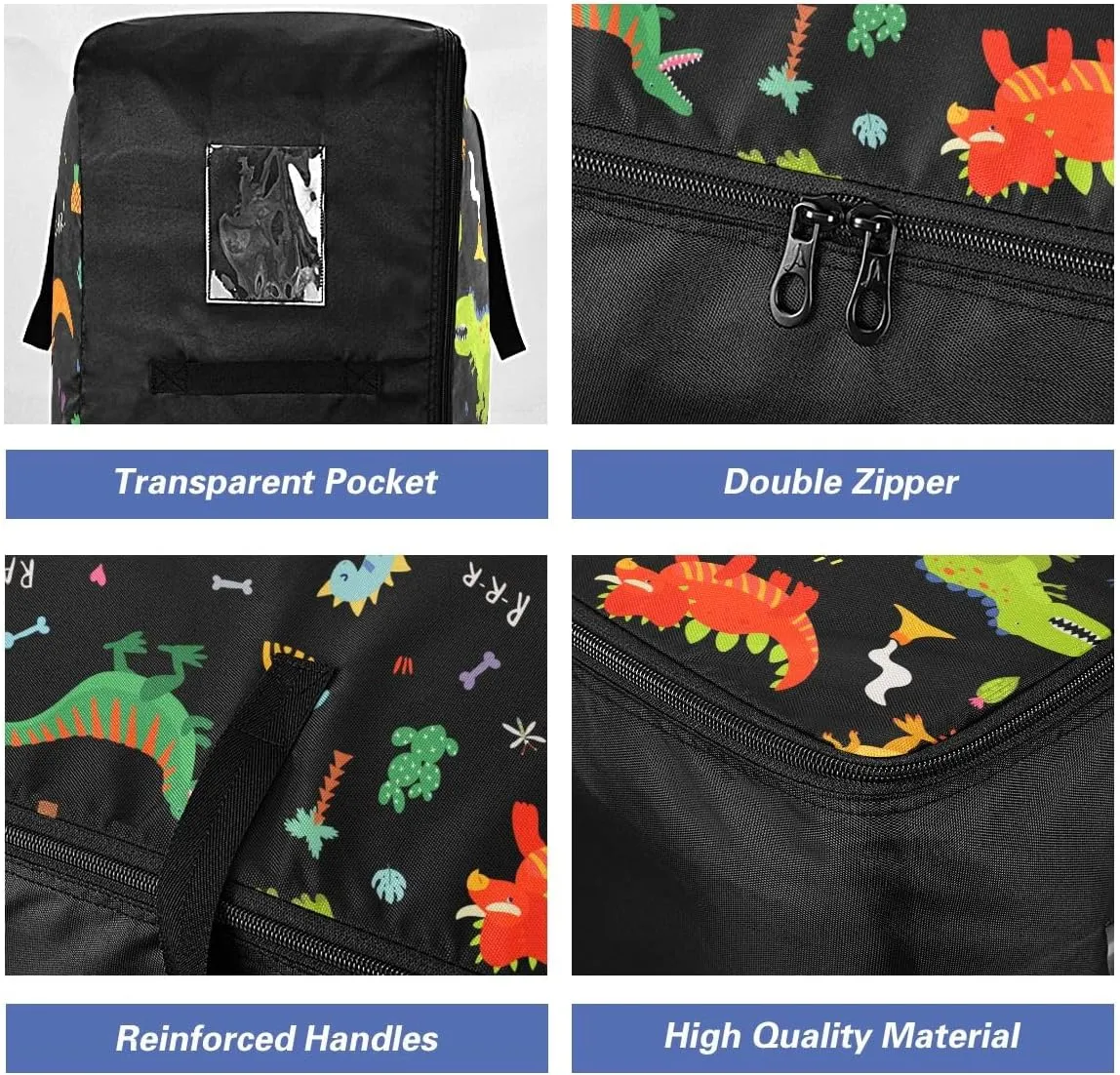 Cute Dinosaurs Storage Bags, 27.5x19.7x11 In, Extra Large Storage Duffle Bag with Zippers and Handles Zippered Storage Bags for Moving Essential