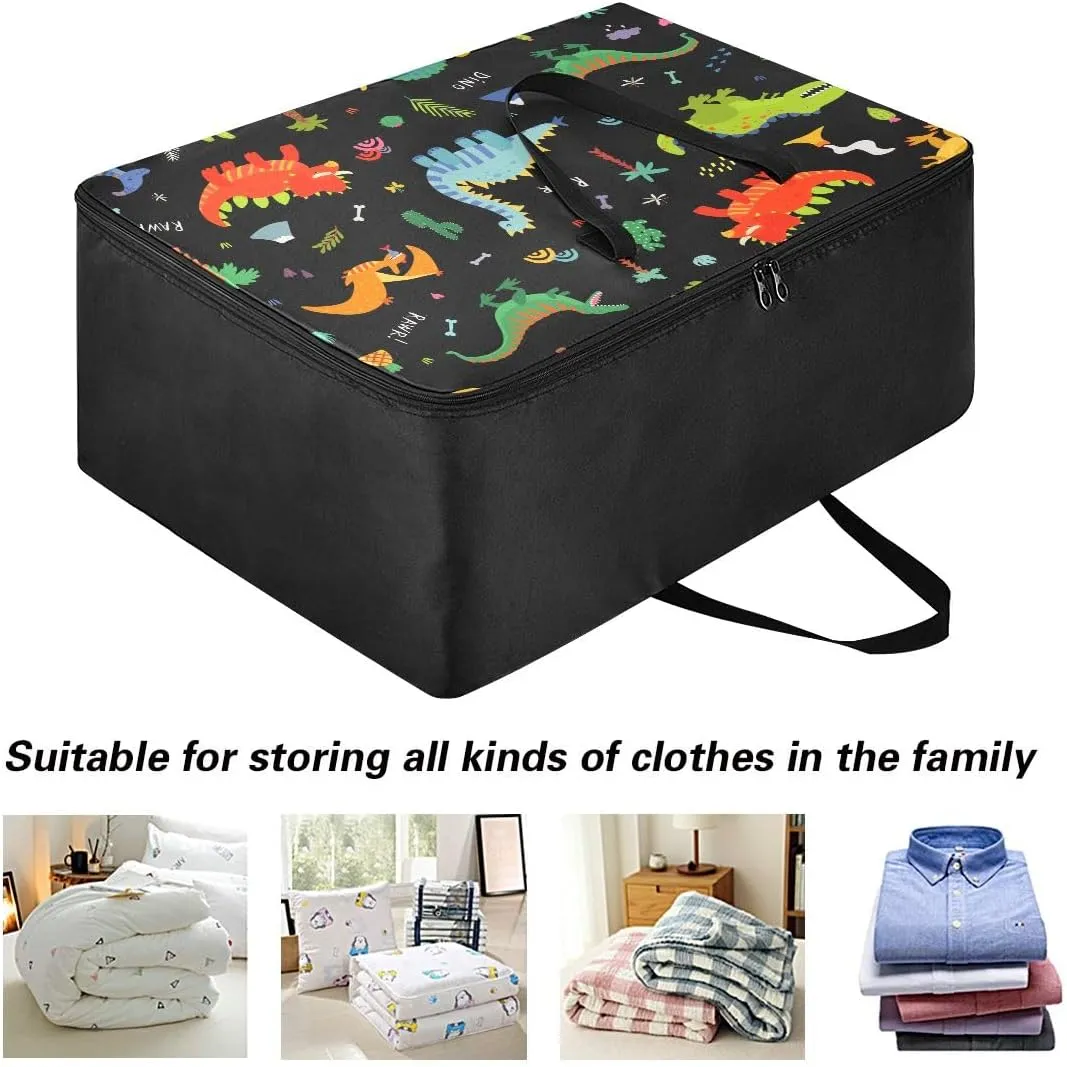 Cute Dinosaurs Storage Bags, 27.5x19.7x11 In, Extra Large Storage Duffle Bag with Zippers and Handles Zippered Storage Bags for Moving Essential