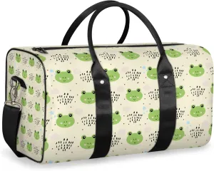 Cute Frog Travel Duffle Bag, Weekender Bags for Women Men, Carry on Overnight Bag Waterproof Gym Bags, Hospital Bag for Labor and Delivery