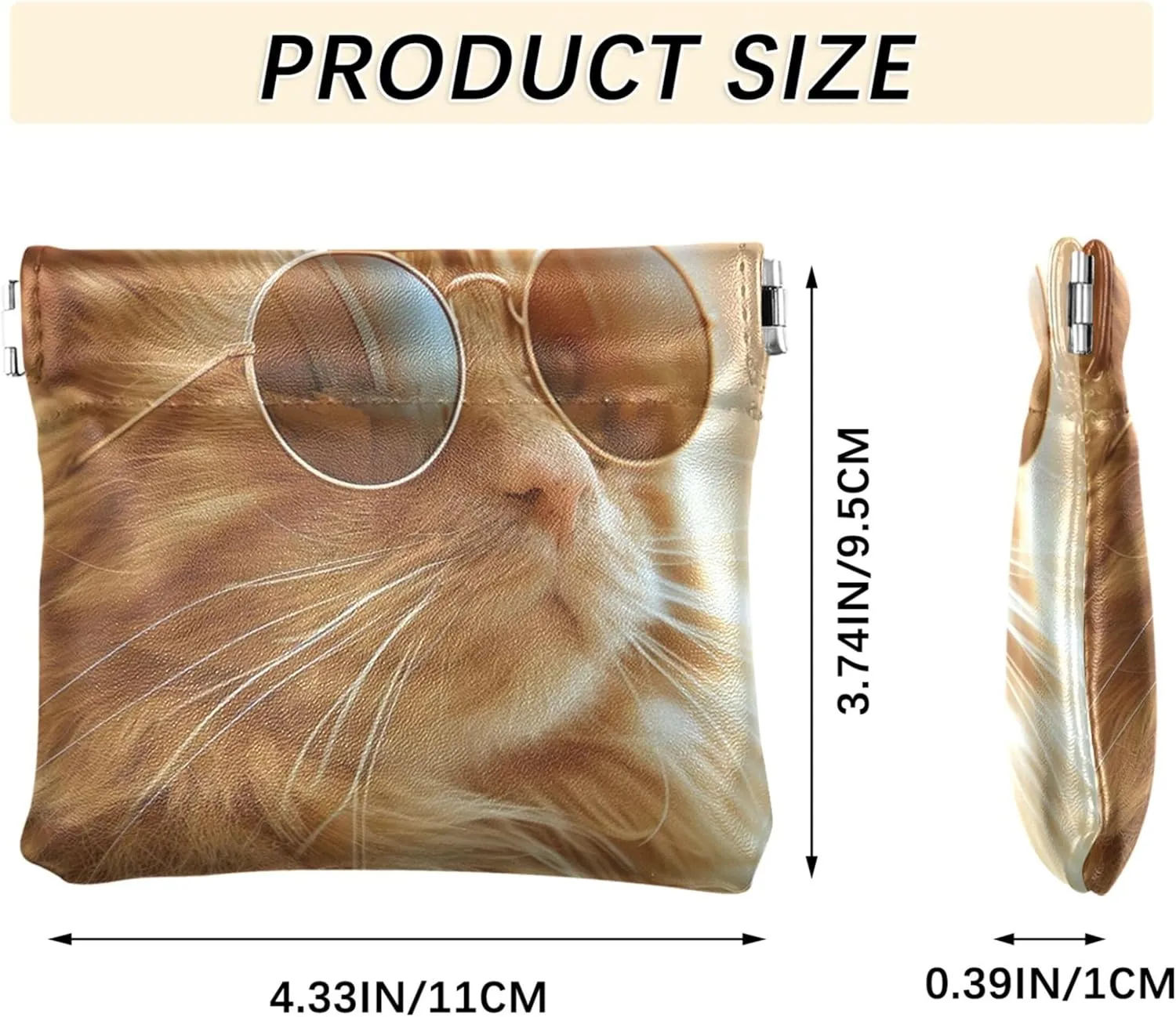 Cute Ginger Cat Cute Coin Purse for Women Leather Custom Squeeze Card Change Holder for Coins
