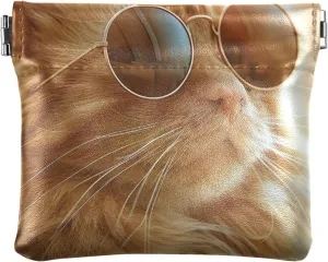Cute Ginger Cat Cute Coin Purse for Women Leather Custom Squeeze Card Change Holder for Coins