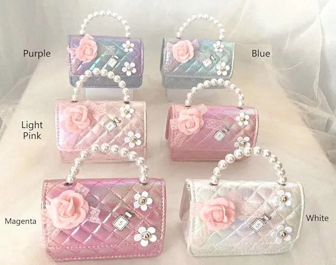 Cute Girl Mini Crossbody Kids Purse Toddler Shoulder Bag Handbag Birthday Gift Pretend Play Party Toy Holiday Christmas Gift