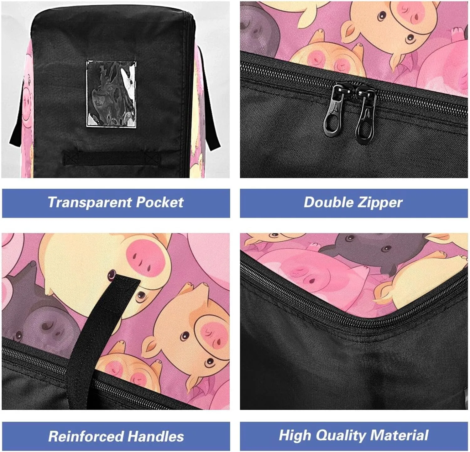 Cute Pigs Storage Bags, 27.5x19.7x11 in, Garment Storage Organizer Travel Cargo Duffel Bags Space Saving Packing Totes for Moving Supplies Storage