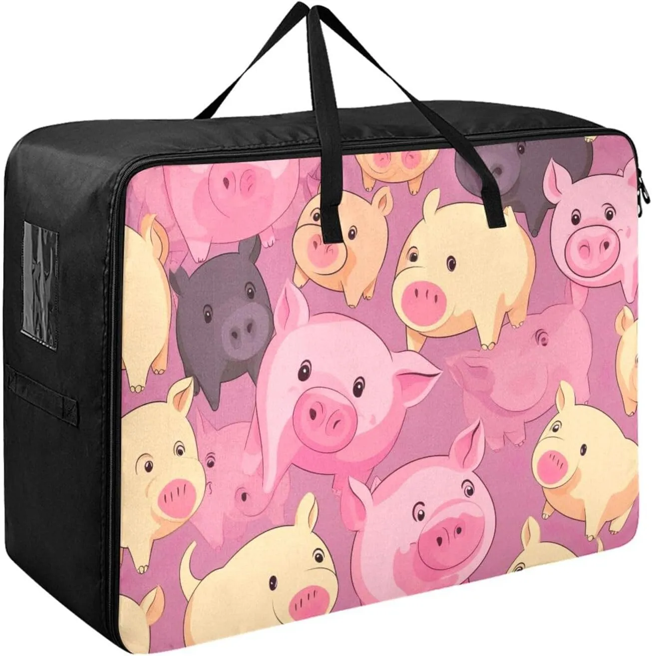 Cute Pigs Storage Bags, 27.5x19.7x11 in, Garment Storage Organizer Travel Cargo Duffel Bags Space Saving Packing Totes for Moving Supplies Storage