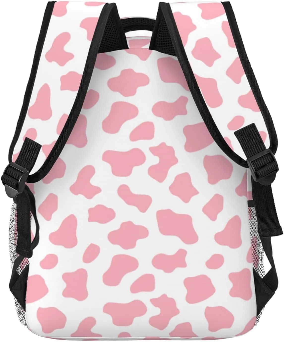 Cute Pink Strawberry Cow Print Backpack for Boys Girls Bookbags Lightweight Adjustable Elementary Middle High School Bags for Kids Children Teenagers Travel Daypack Laptop Hiking Backpacks
