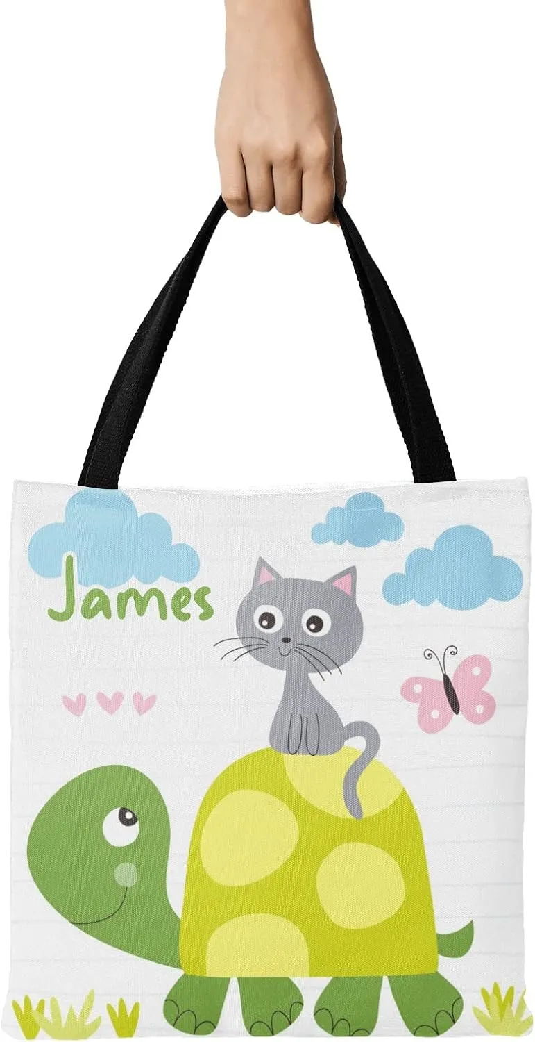 Cute Sea Turtle Personalized Canvas Tote Bags, Reusable Bags for Shopping,Travel,Handbag Gift