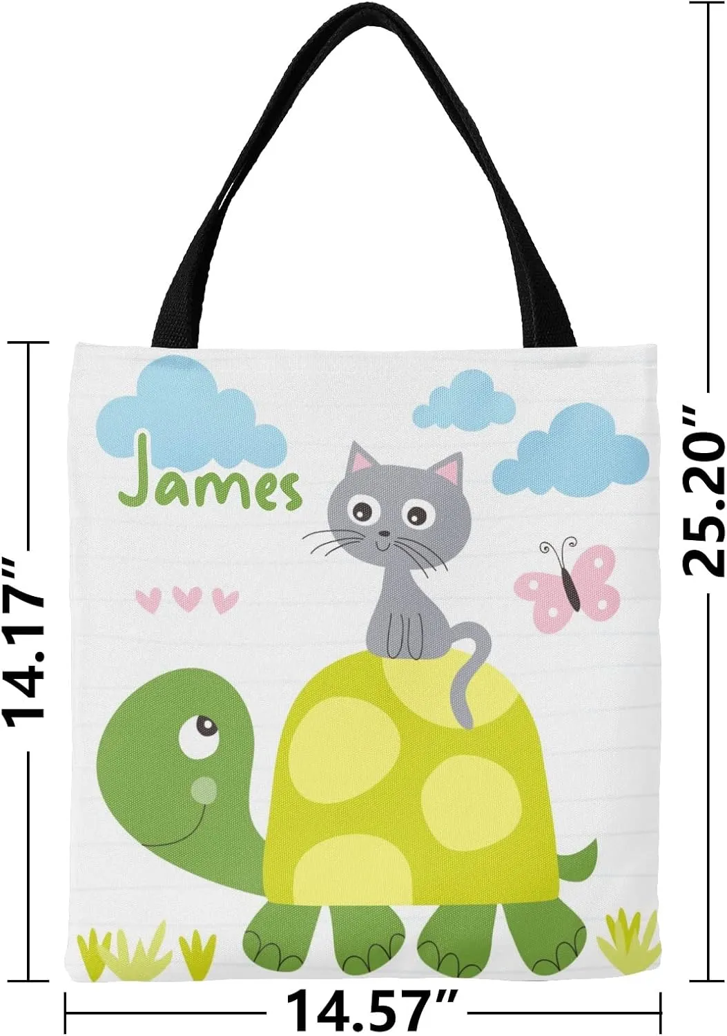 Cute Sea Turtle Personalized Canvas Tote Bags, Reusable Bags for Shopping,Travel,Handbag Gift