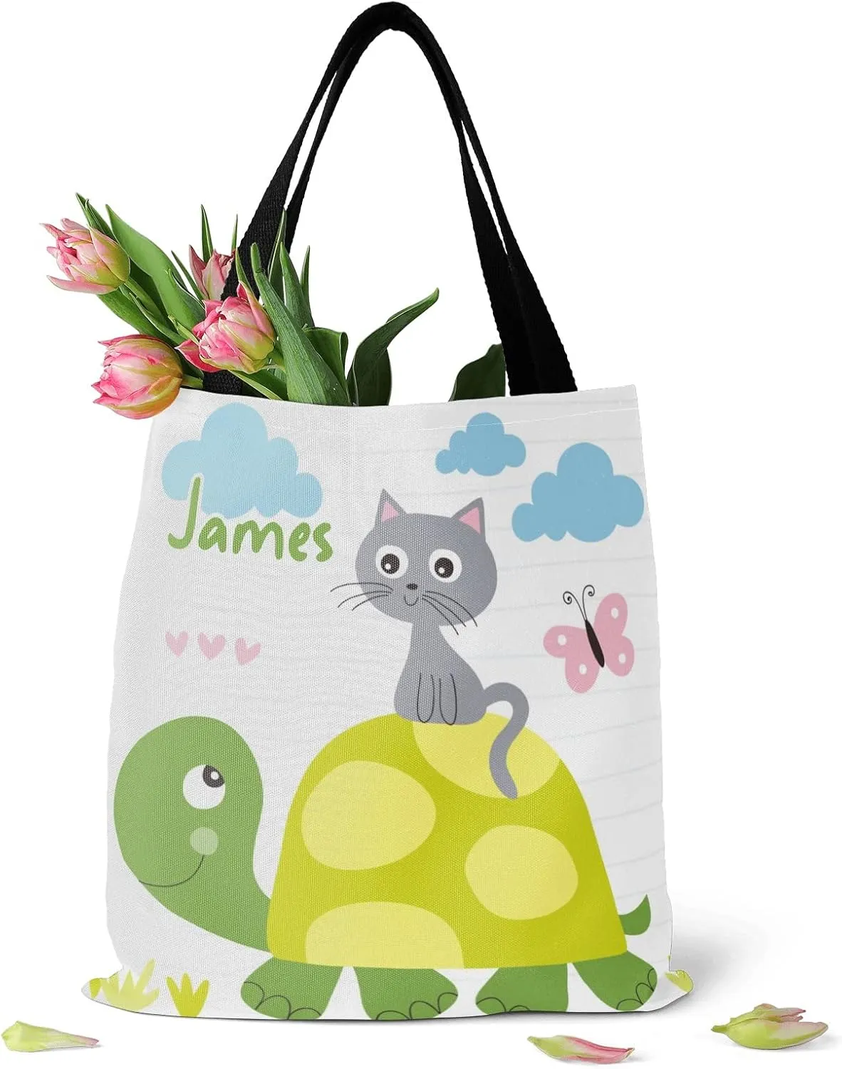 Cute Sea Turtle Personalized Canvas Tote Bags, Reusable Bags for Shopping,Travel,Handbag Gift