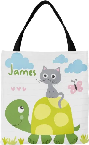 Cute Sea Turtle Personalized Canvas Tote Bags, Reusable Bags for Shopping,Travel,Handbag Gift