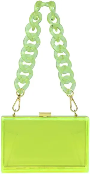 Cute Transparent Acrylic Shoulder Bag Clear Crossbody Evening Clutch Purse Handbag With 2 Gold Chain For Women