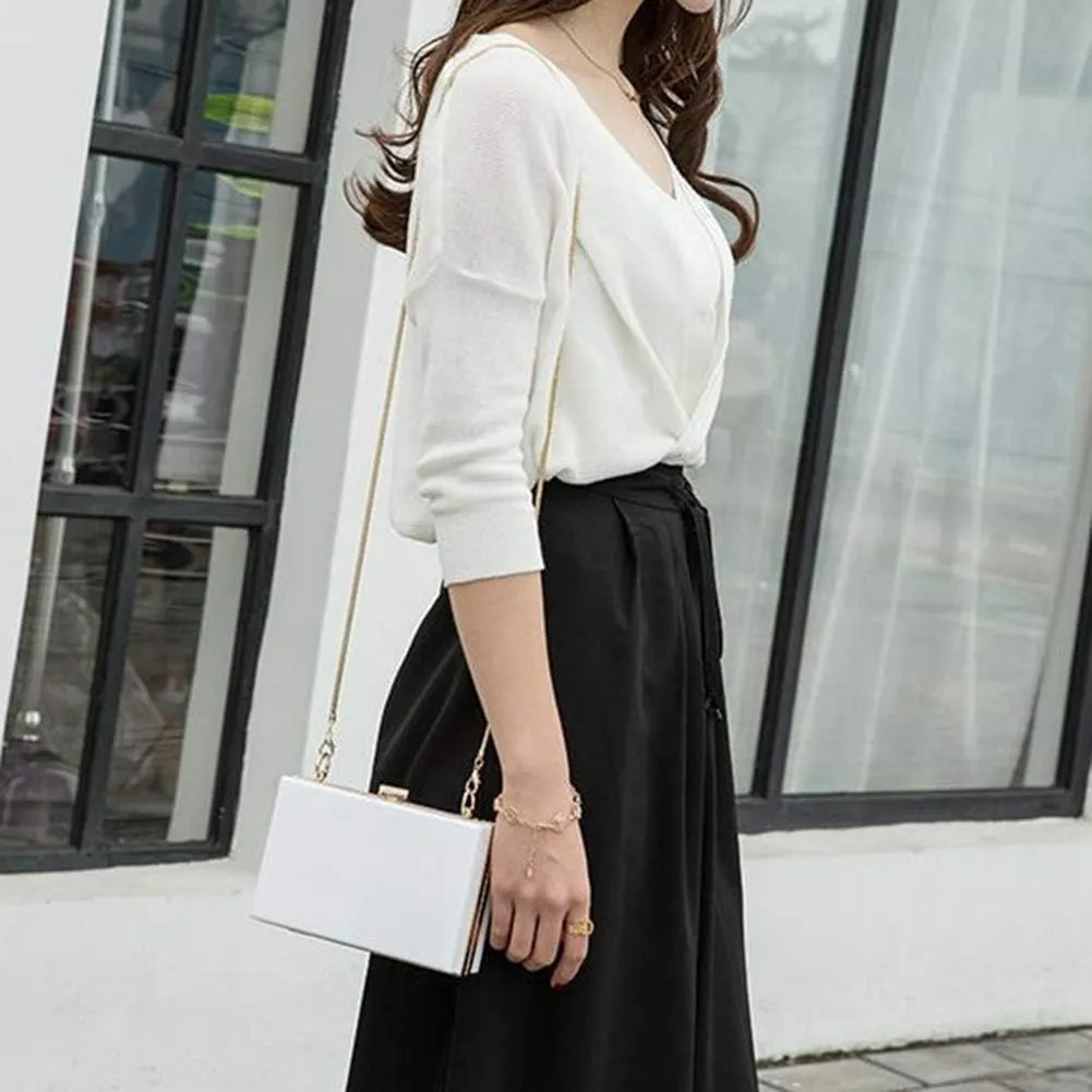 Cute Transparent Acrylic Shoulder Bag Clear Crossbody Evening Clutch Purse Handbag With 2 Gold Chain For Women
