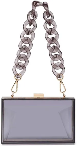 Cute Transparent Acrylic Shoulder Bag Clear Crossbody Evening Clutch Purse Handbag With 2 Gold Chain For Women