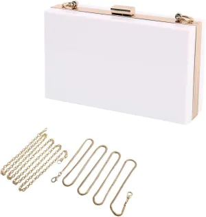 Cute Transparent Acrylic Shoulder Bag Clear Crossbody Evening Clutch Purse Handbag With 2 Gold Chain For Women