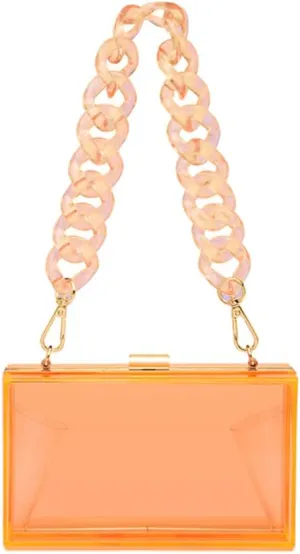 Cute Transparent Acrylic Shoulder Bag Clear Crossbody Evening Clutch Purse Handbag With 2 Gold Chain For Women