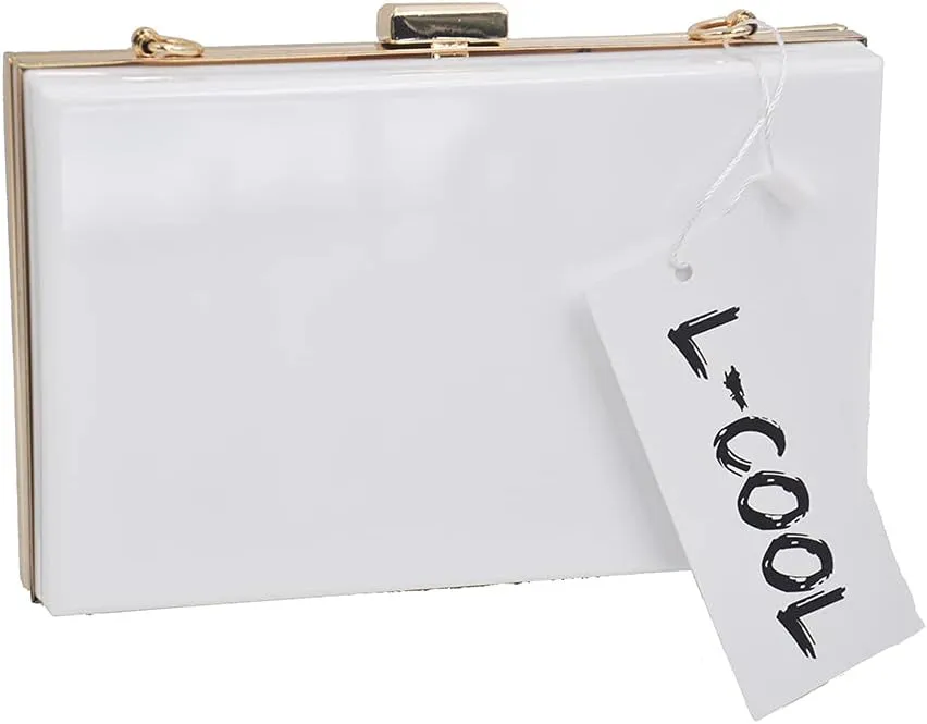 Cute Transparent Acrylic Shoulder Bag Clear Crossbody Evening Clutch Purse Handbag With 2 Gold Chain For Women