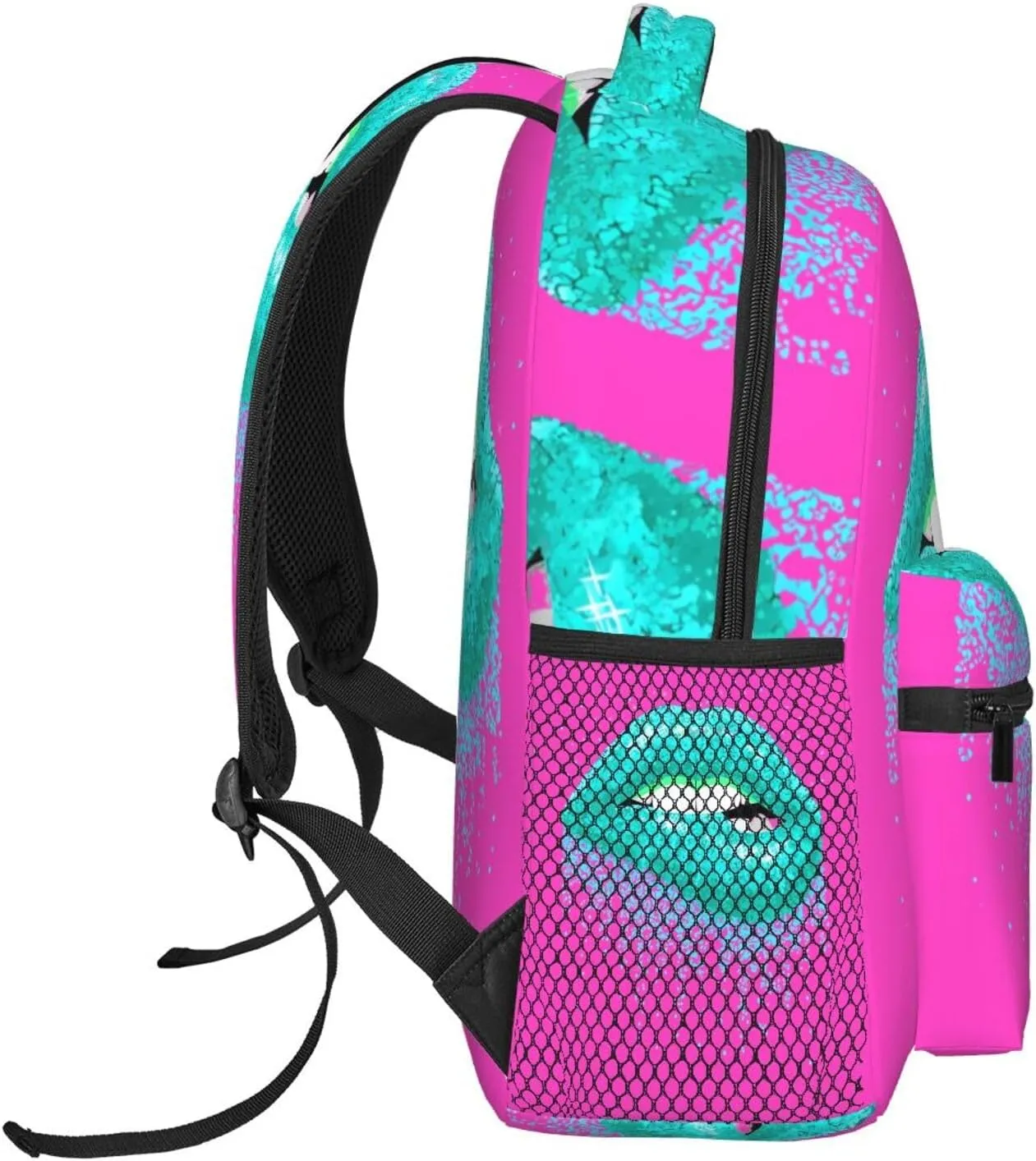 Cyan Glitter Lips Casual Backpack Sport Backpacks Work Travel Rucksack Lightweight Laptop Daypack Adjustable Straps Bags with Pockets for Cycling Hiking