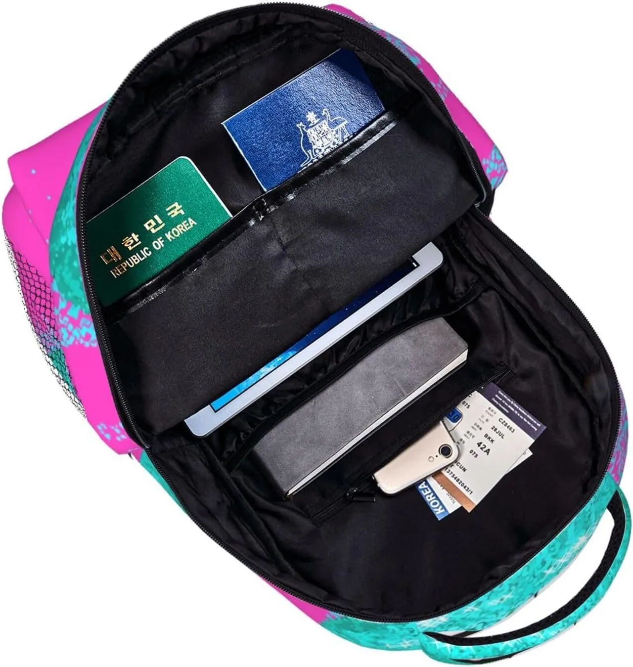 Cyan Glitter Lips Casual Backpack Sport Backpacks Work Travel Rucksack Lightweight Laptop Daypack Adjustable Straps Bags with Pockets for Cycling Hiking