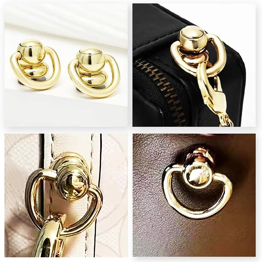 D Ring for Purse Leather Rivets 12 pcs Metal Ball Studs Screw Rivets for Leather Crossbody Purse Wallet Conversion Kit Accessories Handbag Hardware for Purse Making-Gold