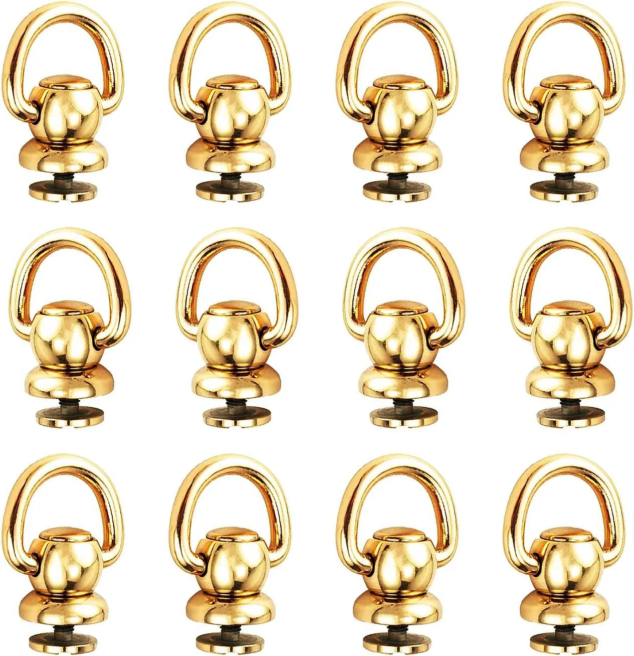 D Ring for Purse Leather Rivets 12 pcs Metal Ball Studs Screw Rivets for Leather Crossbody Purse Wallet Conversion Kit Accessories Handbag Hardware for Purse Making-Gold