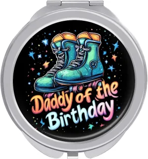 Daddy of The Birthday Roller Skates Compact Makeup Mirror Mini Foldable Cosmetic Mirror Portable Travel Mirror for Purse Pocket