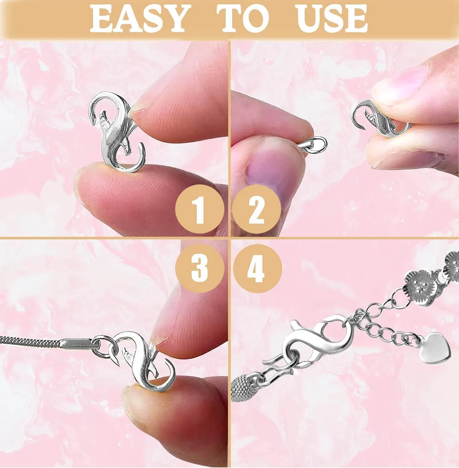 Dailyacc S925 Double Opening Lobster Clasp Sterling Silver and Gold Necklace Bracelet Extender Clasps and Closures for DIY Jewelry