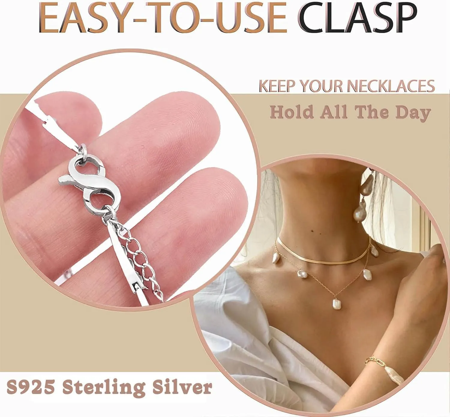 Dailyacc S925 Double Opening Lobster Clasp Sterling Silver and Gold Necklace Bracelet Extender Clasps and Closures for DIY Jewelry