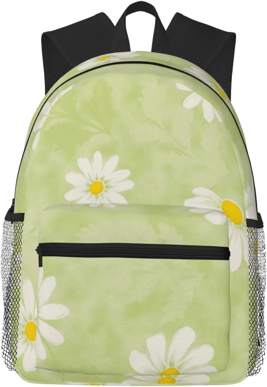 Daisies Pistachio Green Lightweight Packable Backpack Travel Casual Classic Durable Foldable Backpack For Men Women