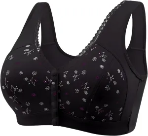 Daisy Bras for Older Women Front Closure Bra Cotton Bra Full Coverage Comfortable Bra No Underwire Plus Size Bra