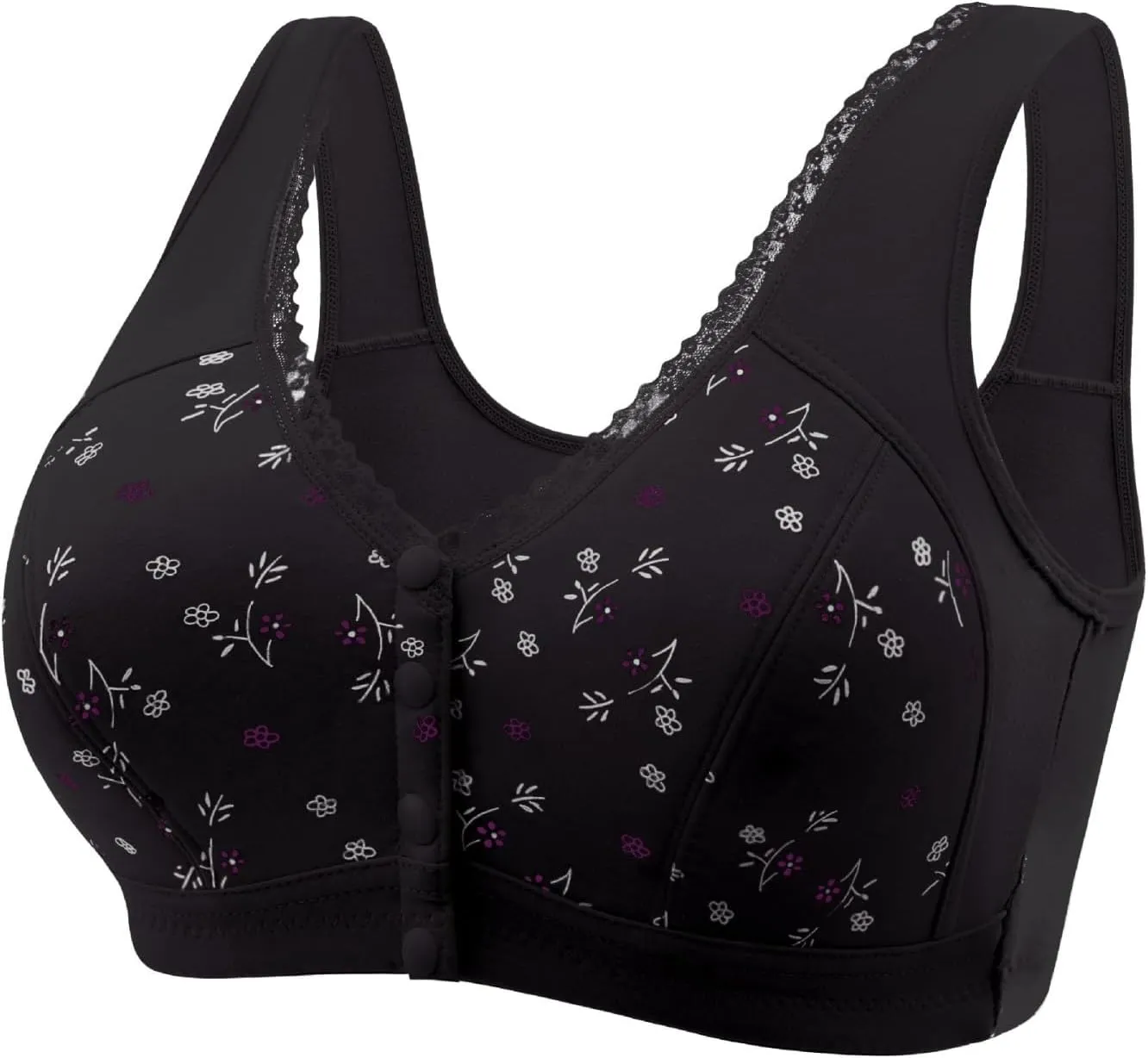 Daisy Bras for Older Women Front Closure Bra Cotton Bra Full Coverage Comfortable Bra No Underwire Plus Size Bra