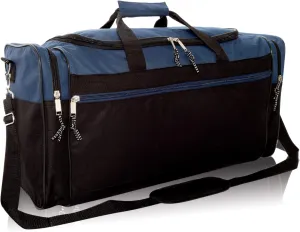 DALIX 25" Extra Large Vacation Travel Duffle Bag in Navy and Black