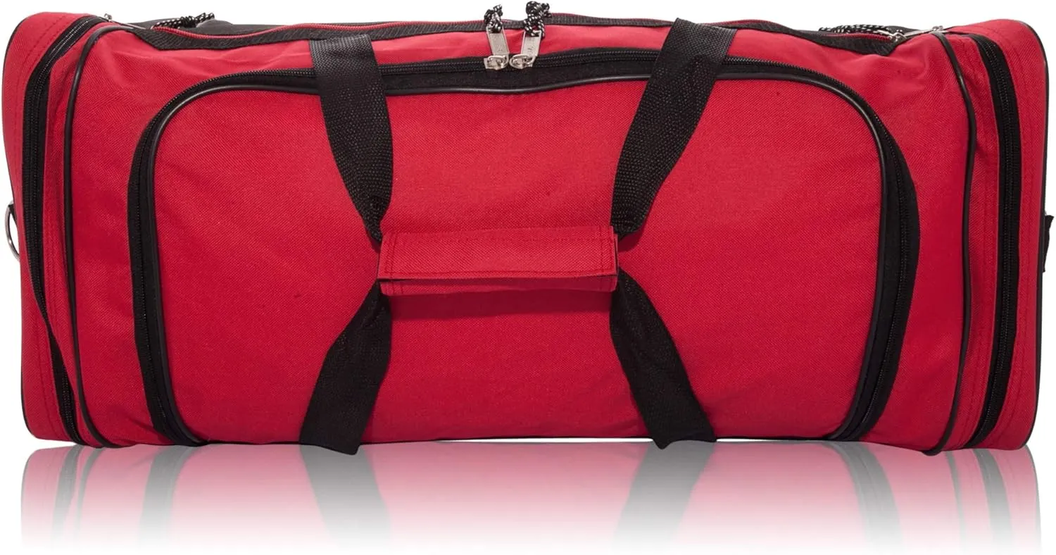 DALIX 25" Extra Large Vacation Travel Duffle Bag in Red and Black