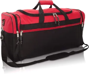 DALIX 25" Extra Large Vacation Travel Duffle Bag in Red and Black