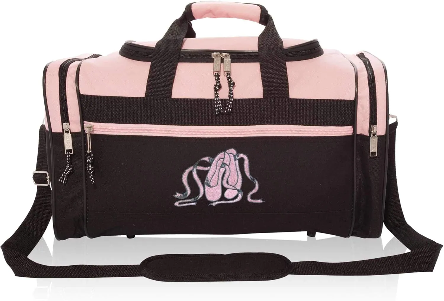 Dalix Ballet Shoes Dance Duffle Bag Embroidered Travel Gym Duffel Pink