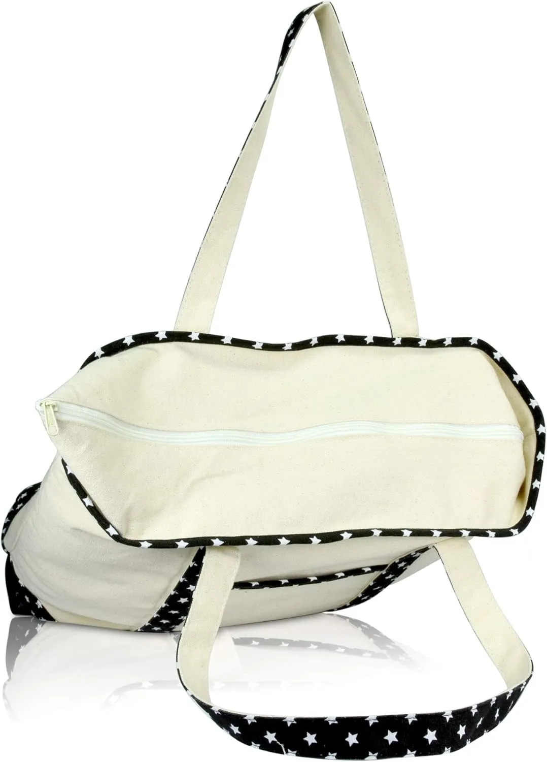 DALIX Initial Tote Bag Personalized Monogram Black Star Zippered Top Letter - K