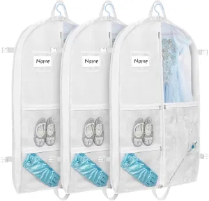 Dance costume bag, foldable and portable dance costume dancer costume bag, stronger zippered dance costume bag (White)
