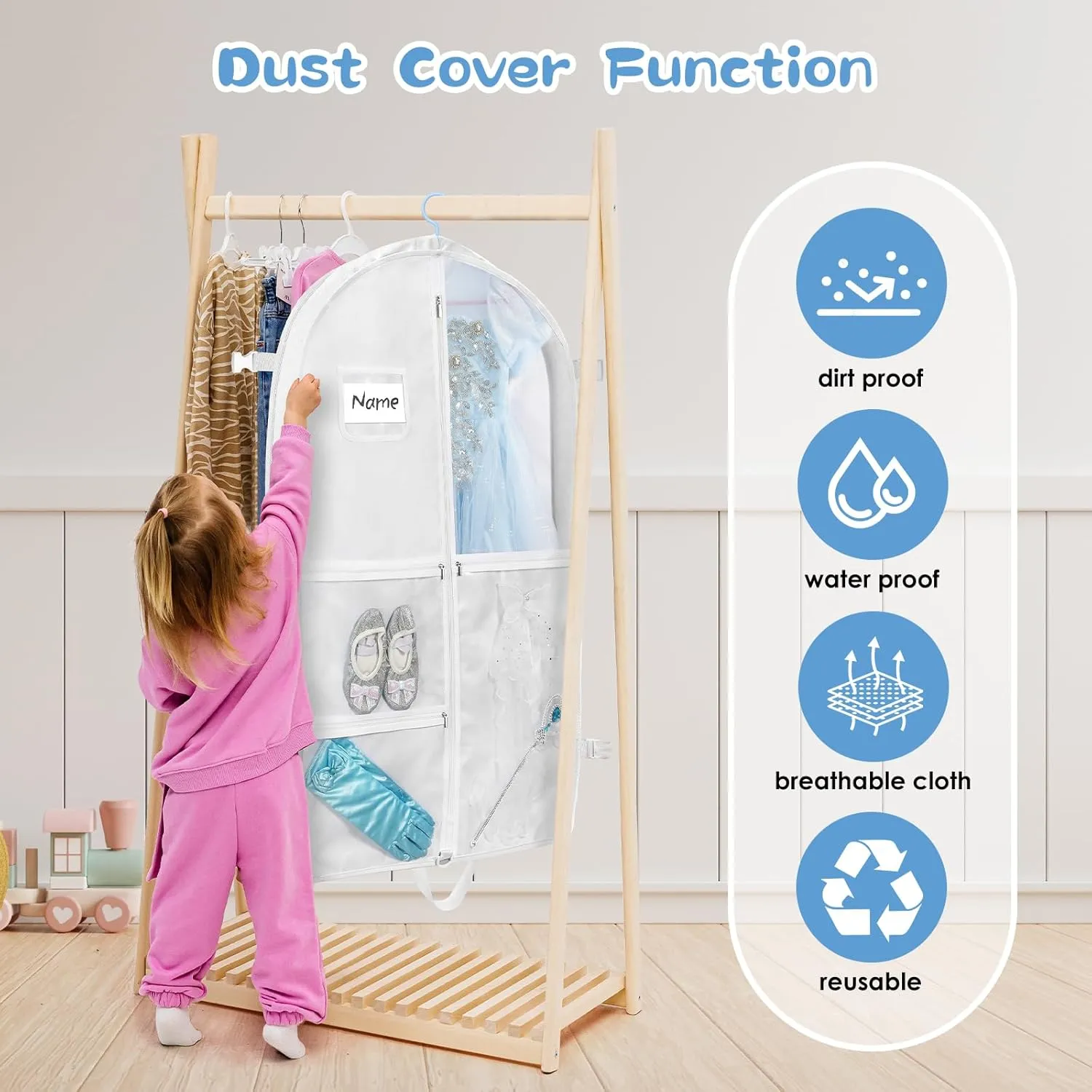 Dance costume bag, foldable and portable dance costume dancer costume bag, stronger zippered dance costume bag (White)