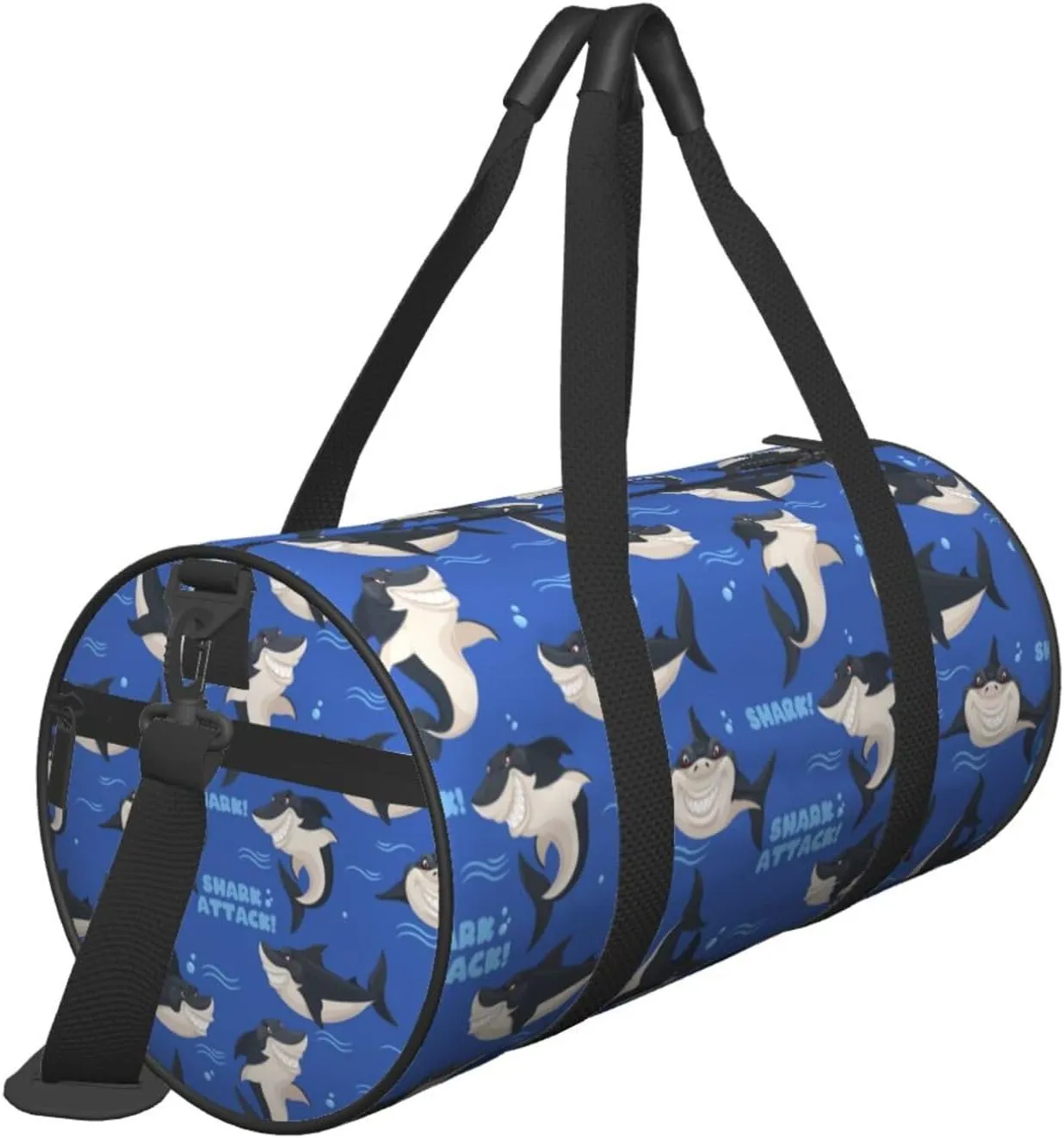 Dangerous smiling attack sharks Round Travel Duffel Bag Large Capacity Gym Sports Bags for Hiking Vacation Trips