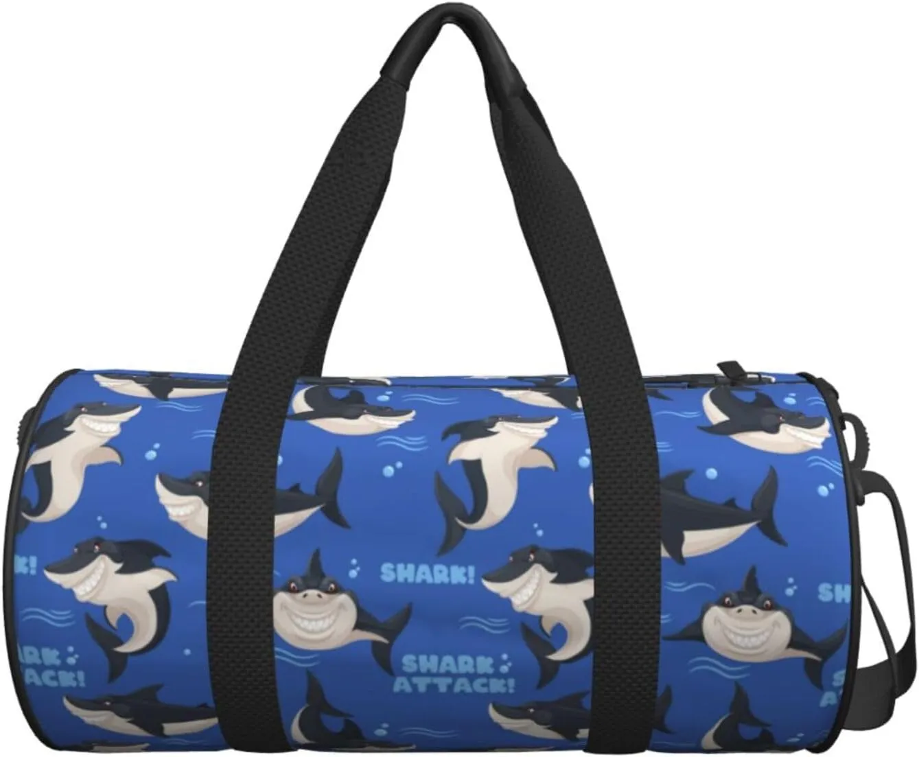 Dangerous smiling attack sharks Round Travel Duffel Bag Large Capacity Gym Sports Bags for Hiking Vacation Trips