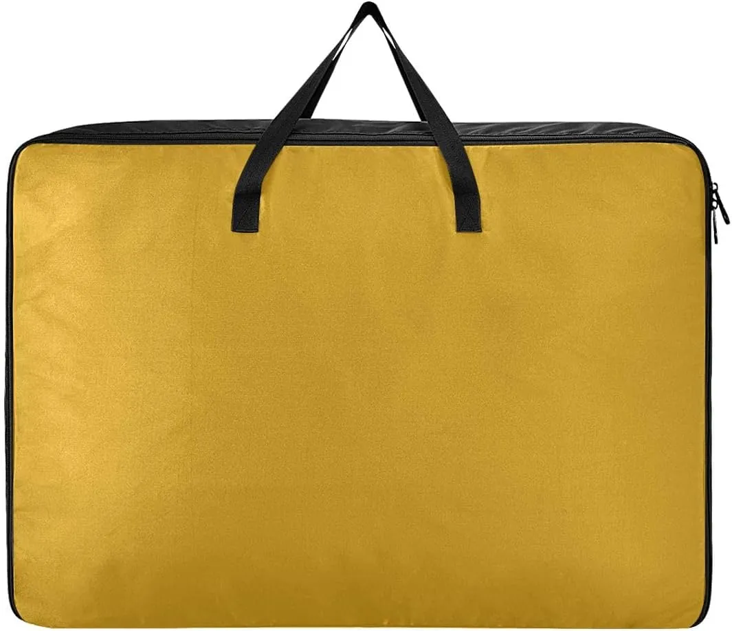 Dark Goldenrod Storage Bags Bedding Storage Containers with Handles Storage Organizer for Clothes, Bedding, Comforter