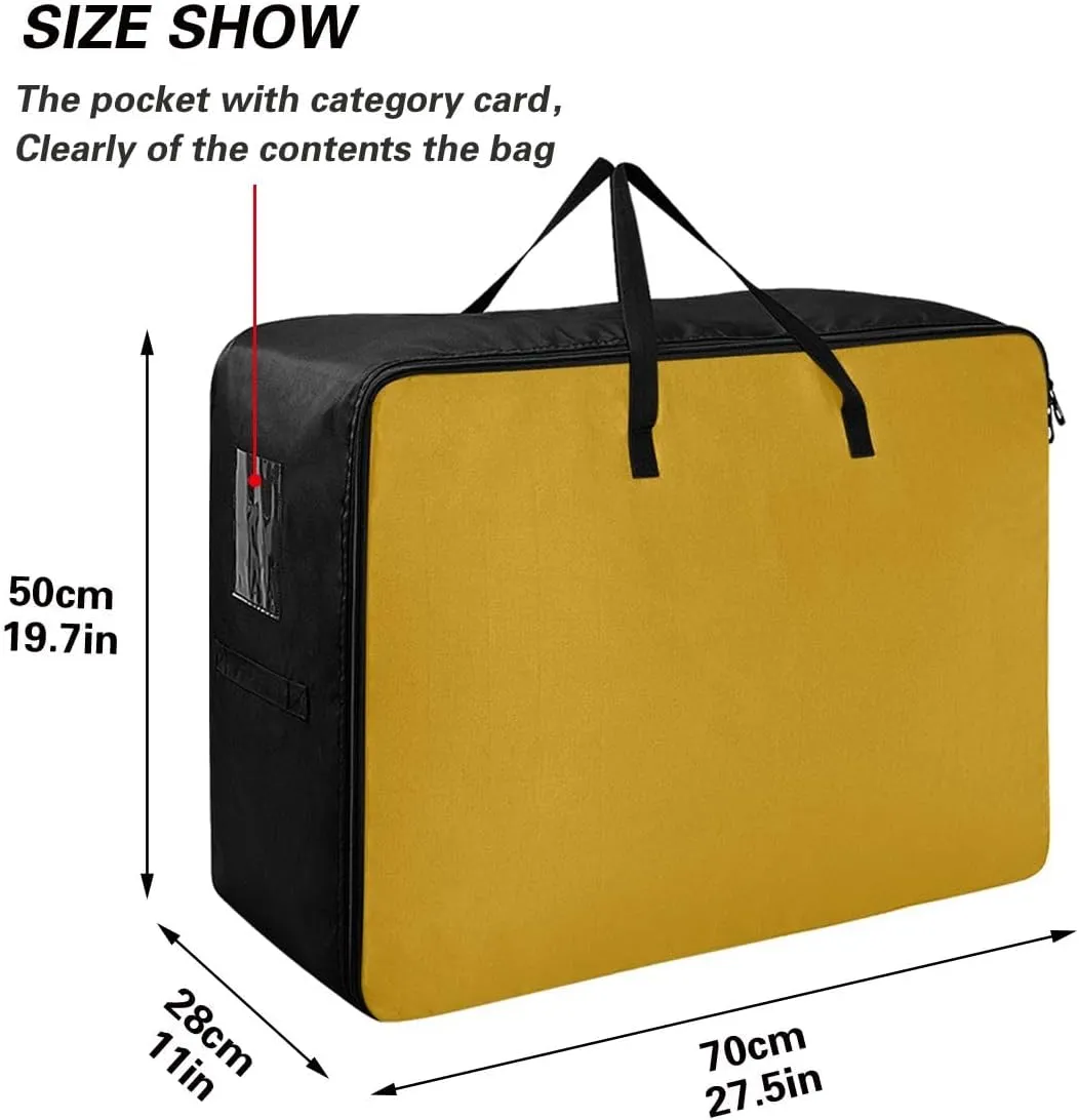 Dark Goldenrod Storage Bags Bedding Storage Containers with Handles Storage Organizer for Clothes, Bedding, Comforter